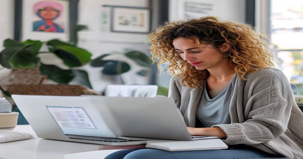 Wellness practitioner reviewing a client wellness plan on a laptop
