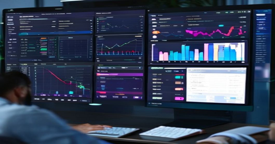 Stack of medical software interfaces being compared