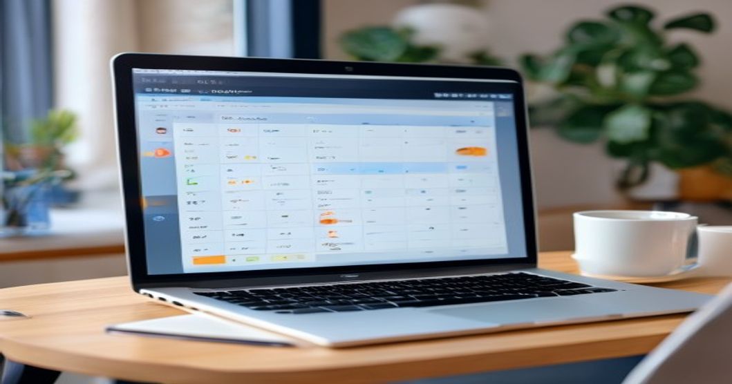 Therapist office with a laptop showing scheduling software